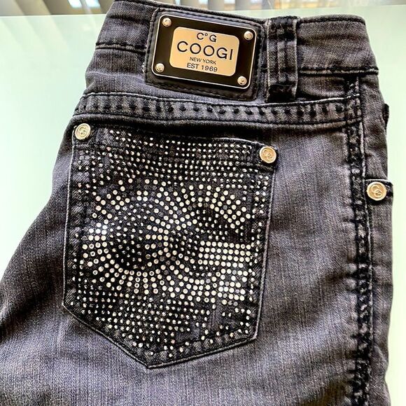 Coogi jeans 7/8 grey bided back pockets stretchy - Picture 2 of 12